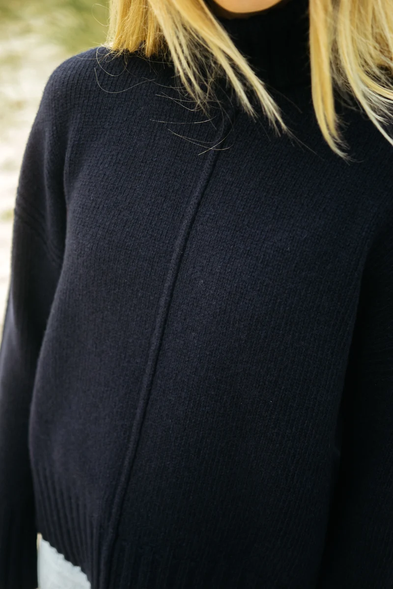 Wollstrick Rollkragenpullover Koli Dunkelblau