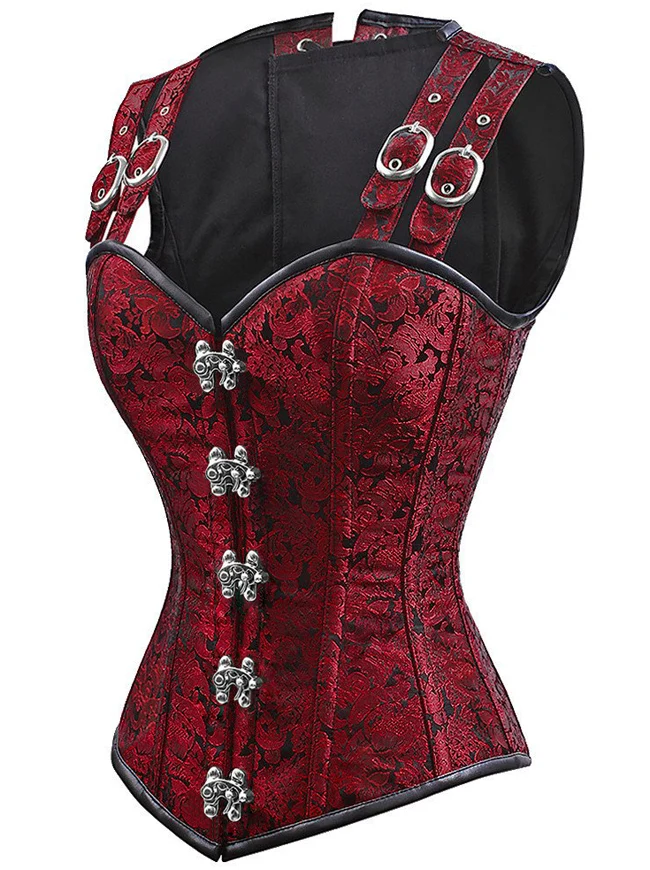 Gotische Steampunk Brocade Steel Boned Waist Cincher Korsett Weste