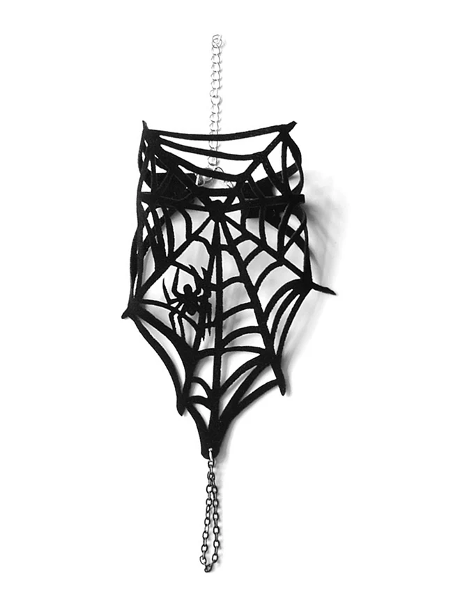 Gothic-Punk-Handgeschirr aus Spinnennetz-Spitze für Damen mit Fingerkette