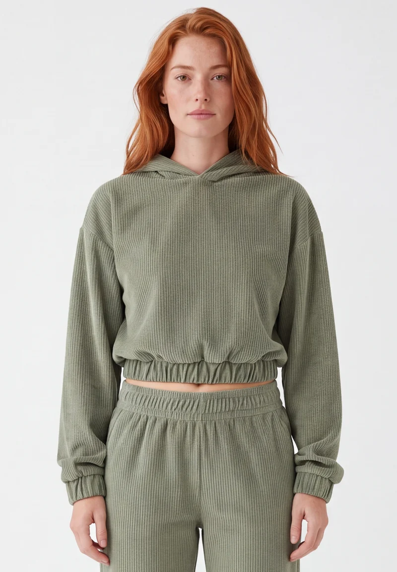 Cropped Cord-Hoodie aus Bio-Baumwolle