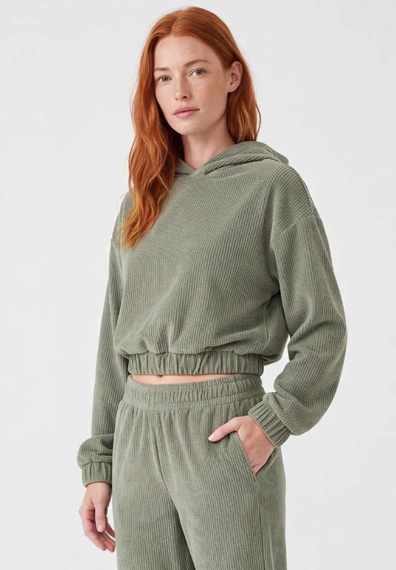 Cropped Cord-Hoodie aus Bio-Baumwolle