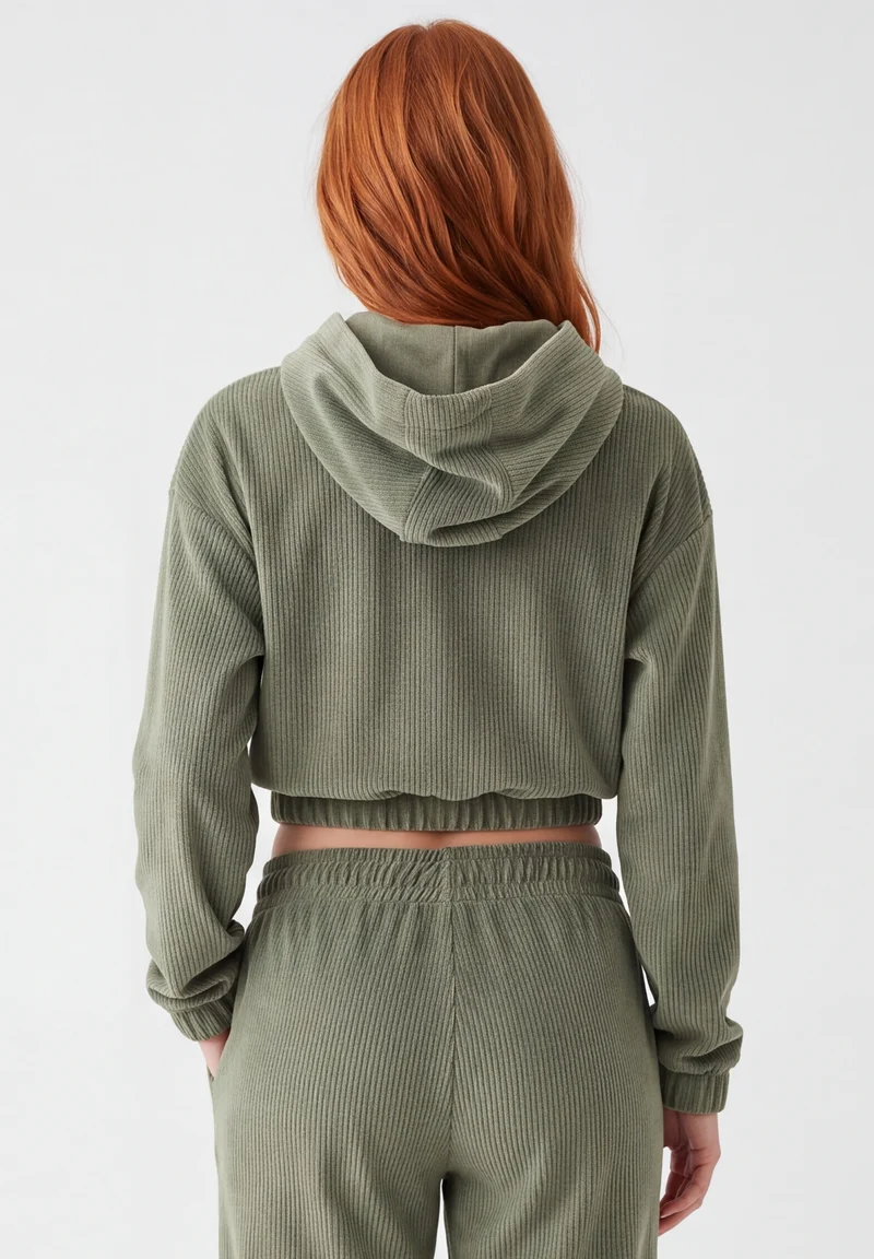 Cropped Cord-Hoodie aus Bio-Baumwolle