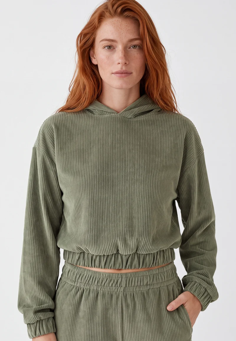 Cropped Cord-Hoodie aus Bio-Baumwolle