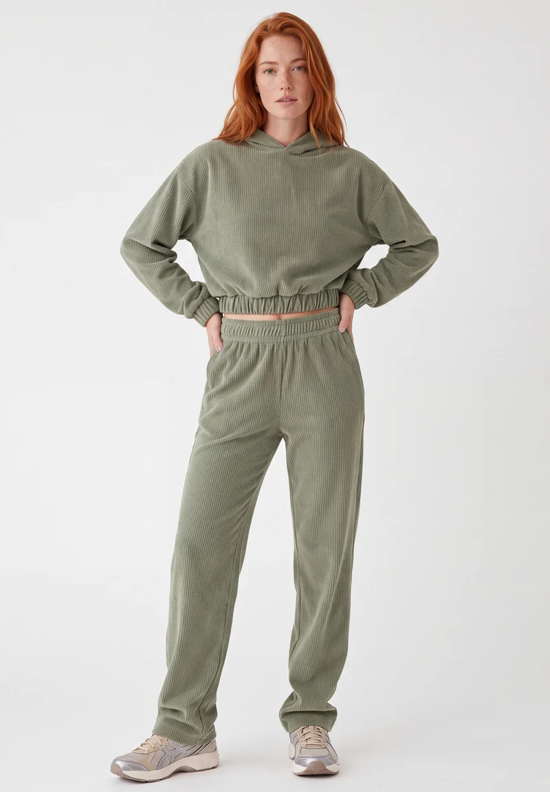Cropped Cord-Hoodie aus Bio-Baumwolle