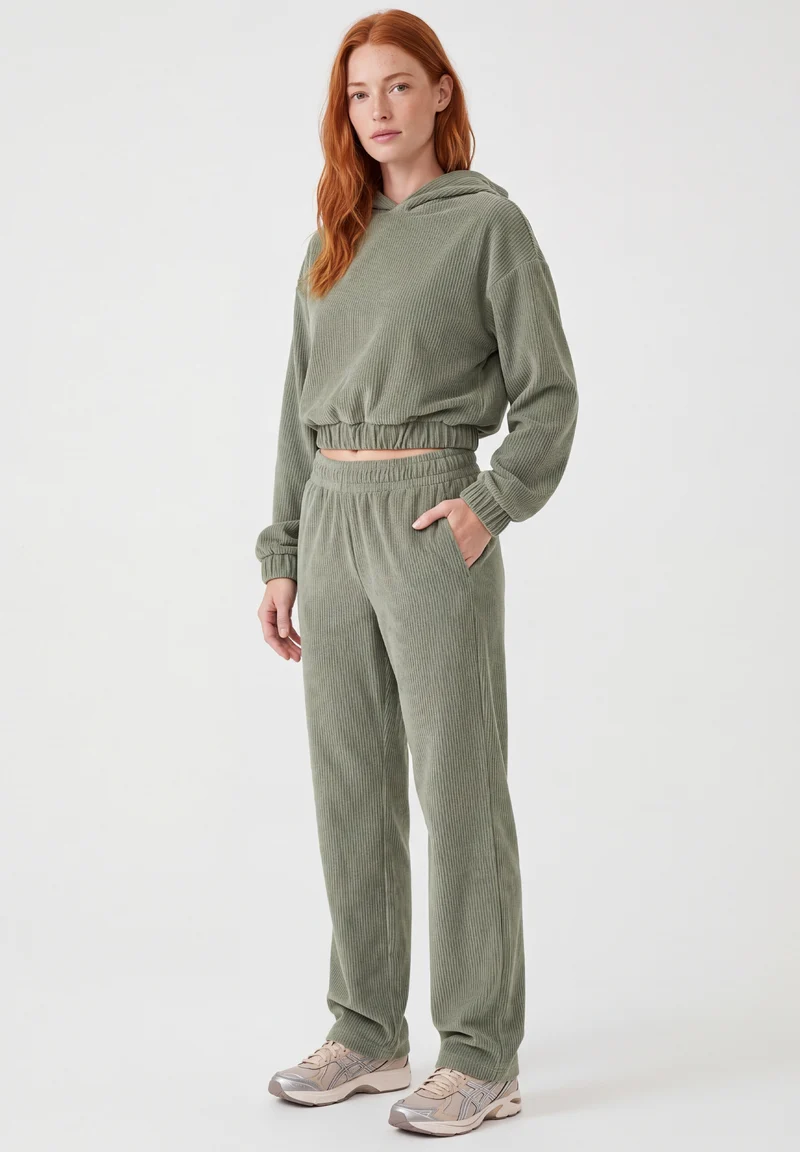Cropped Cord-Hoodie aus Bio-Baumwolle