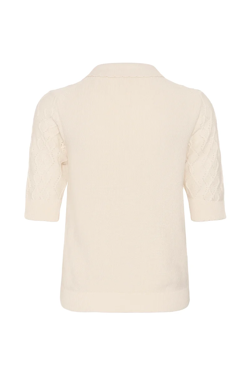 Tricot à col polo ajouré Cinia