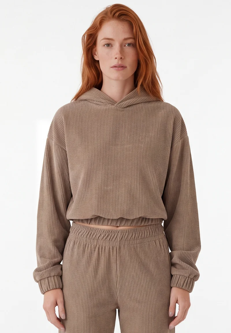 Cropped Cord-Hoodie aus Bio-Baumwolle