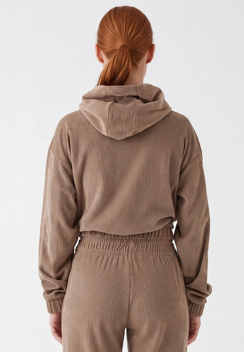Cropped Cord-Hoodie aus Bio-Baumwolle