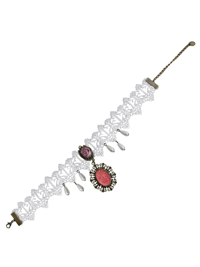 Steampunk Zubehör Kostüm Cosplay Spitze Choker Perlen Kette dekorative Halskette