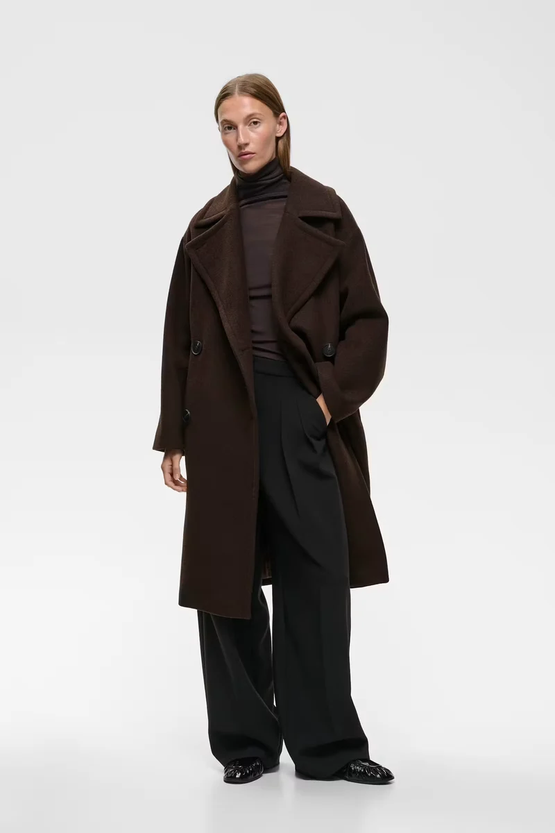 Manteau long croisé à larges revers Zorah