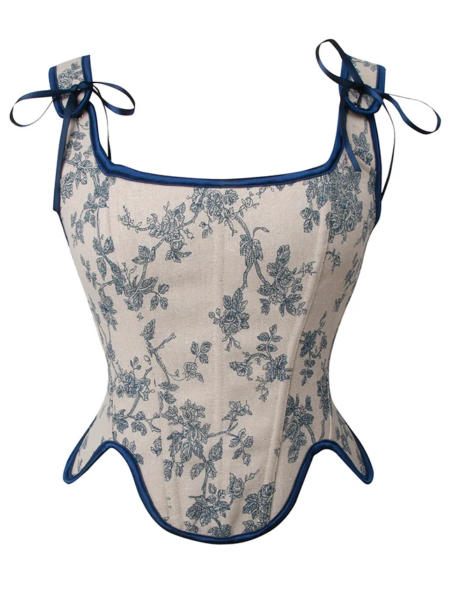 Renaissance Vintage Blumen Korsettweste mit Schnürung und Reißverschluss