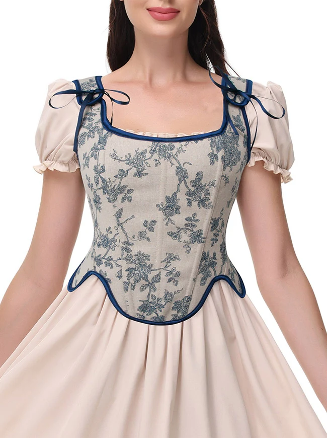 Renaissance Vintage Blumen Korsettweste mit Schnürung und Reißverschluss