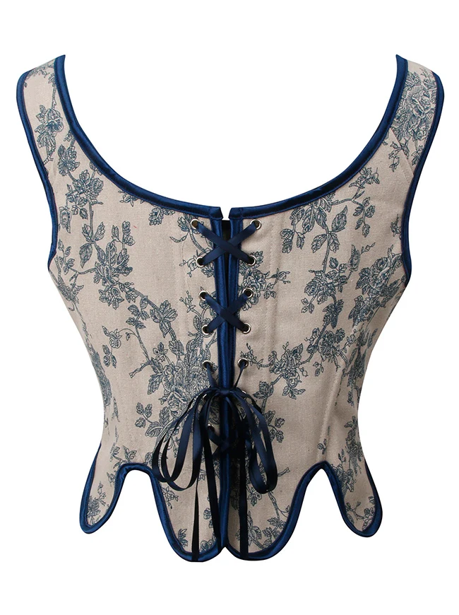 Renaissance Vintage Blumen Korsettweste mit Schnürung und Reißverschluss
