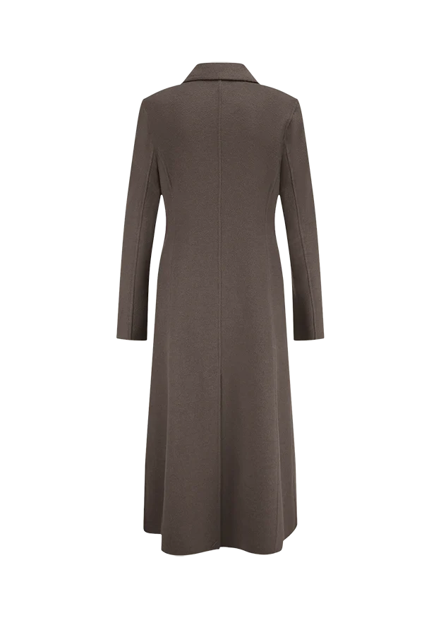 Manteau long en laine à poches à rabat
