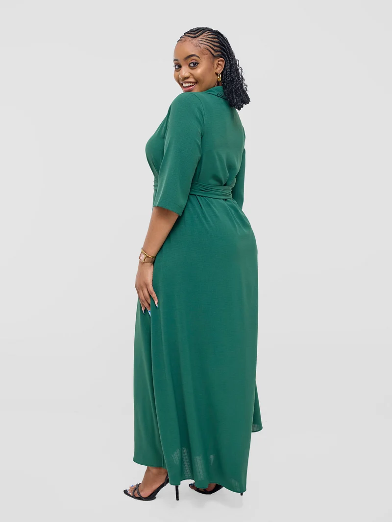 Vivo Yumi Maxi Shirt Dress in Crepe - Green