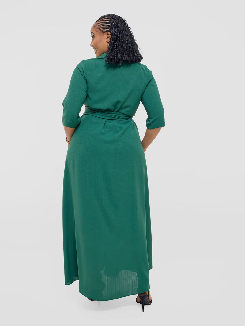 Vivo Yumi Maxi Shirt Dress in Crepe - Green