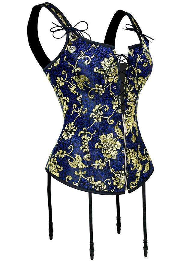 Renaissance Schnürung Vintage Boned Bustier Korsett mit Strumpfbändern