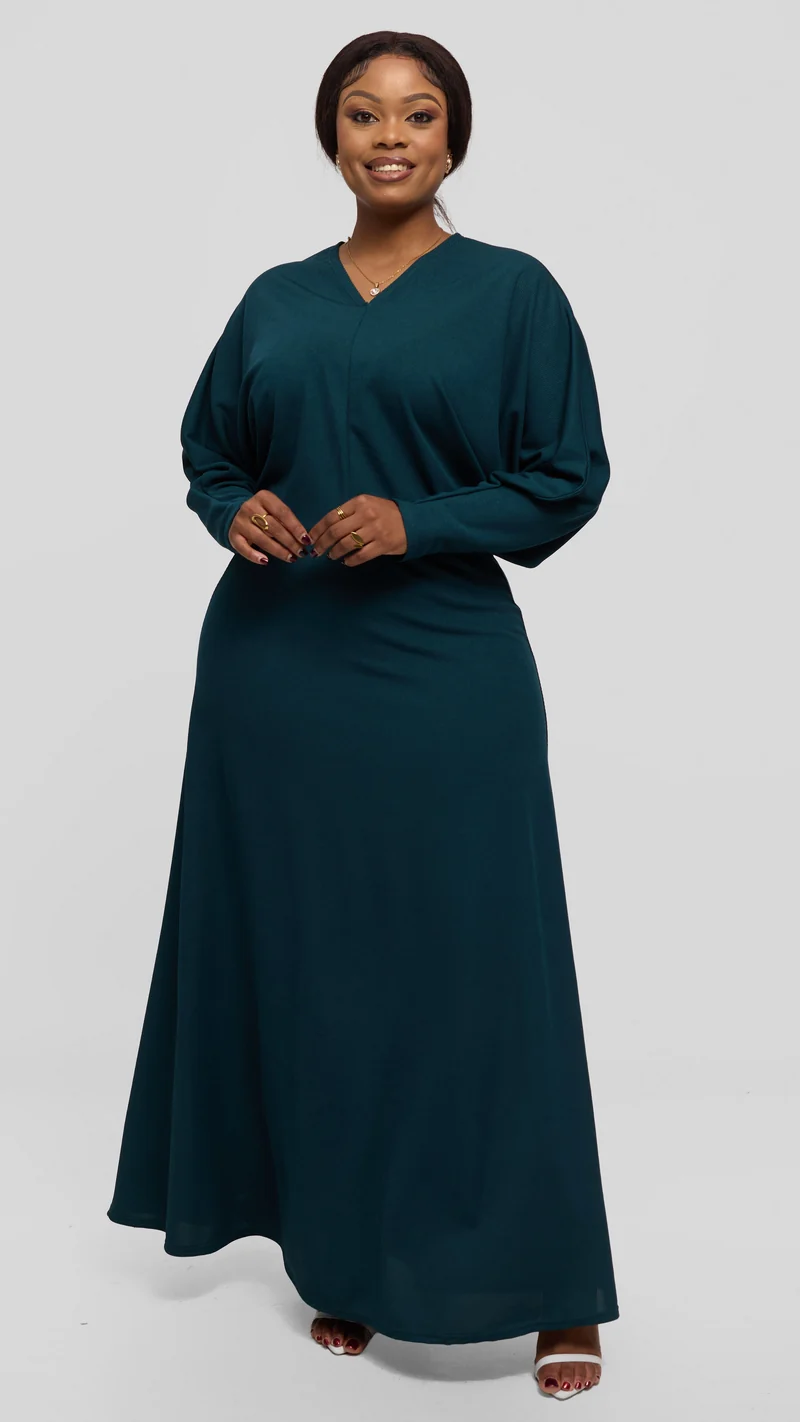 Vivo Tanda V-Neck Top in Stretch Rib - Dark Teal