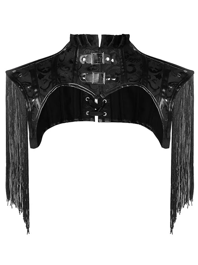 Steampunk Gothic Lederjacke Shrug Schulterpanzer mit Quaste