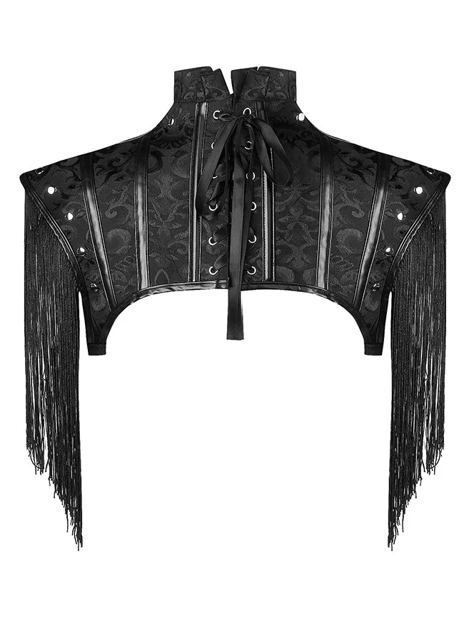 Steampunk Gothic Lederjacke Shrug Schulterpanzer mit Quaste