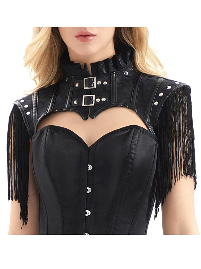 Steampunk Gothic Lederjacke Shrug Schulterpanzer mit Quaste