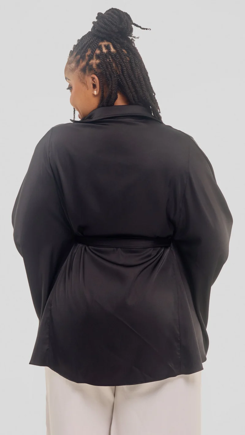 Vivo Loose Shirt in Satin - Black