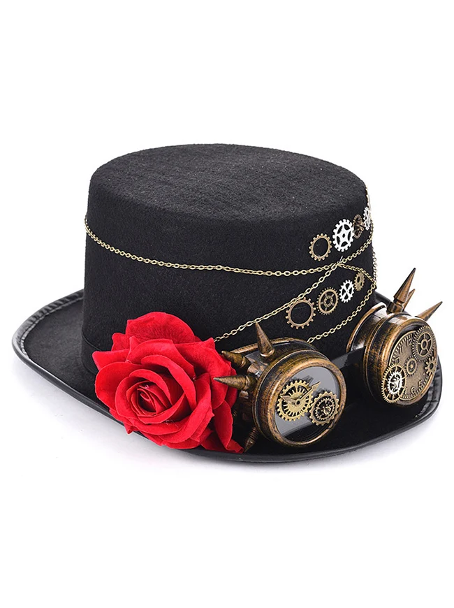 Unisex Steampunk Rosenbrille Maskerade Zylinder