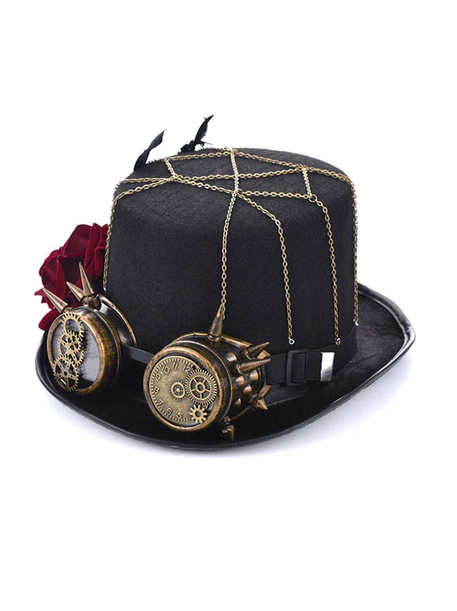 Unisex Steampunk Rosenbrille Maskerade Zylinder