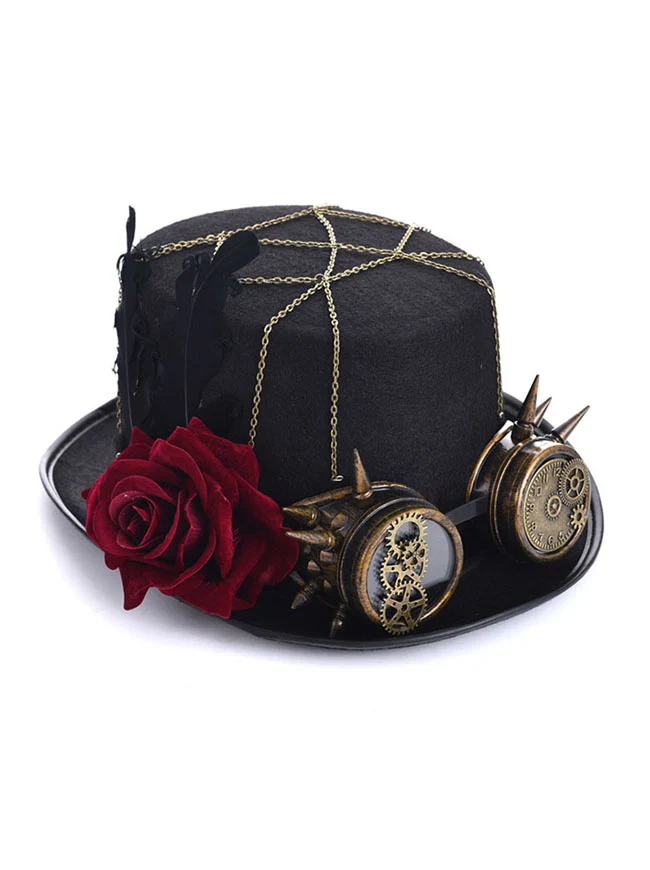 Unisex Steampunk Rosenbrille Maskerade Zylinder