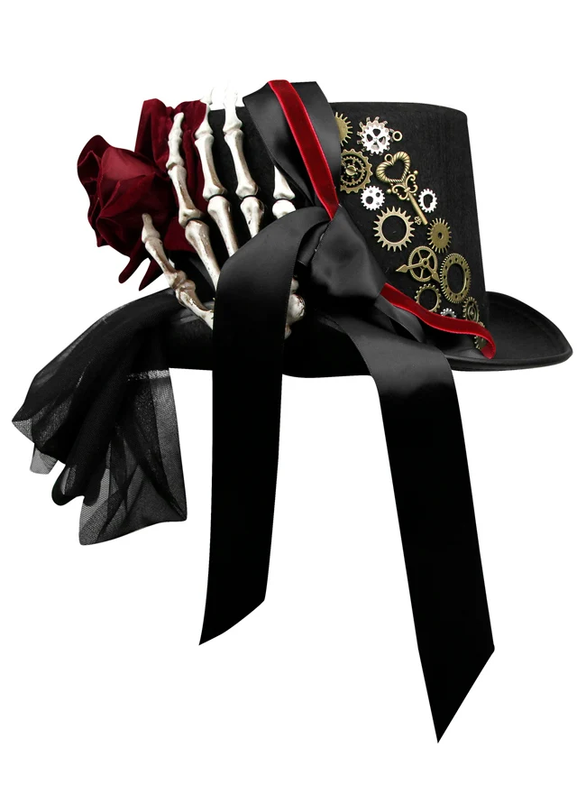 Unisex Steampunk Rosenbrille Maskerade Zylinder