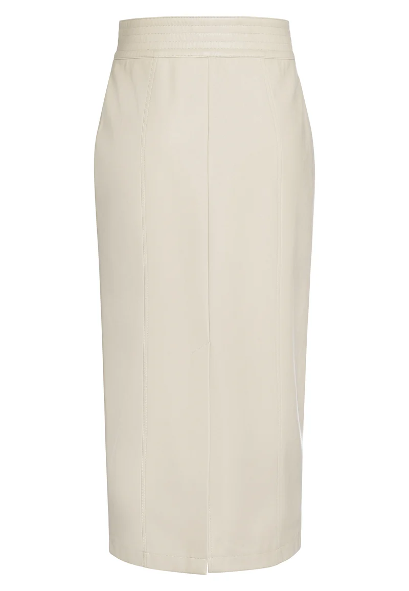 Jupe midi en faux cuir avec poches plaquées