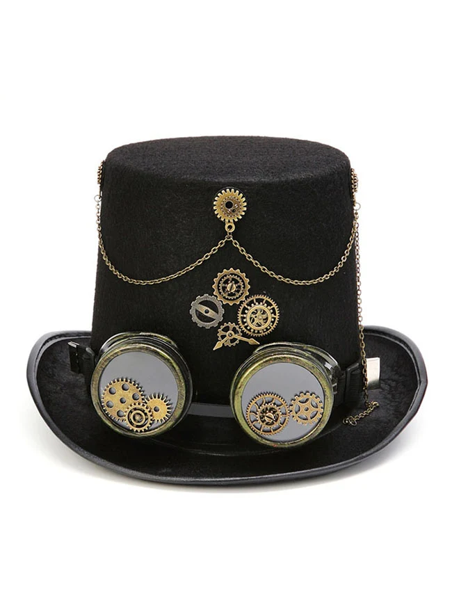 Steampunk Zylinder Schutzbrille Gears Chain Deluxe Kostümzubehör
