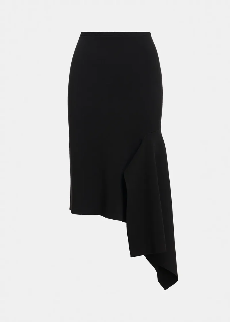 Jupe midi asymétrique à panneau drapé Kap