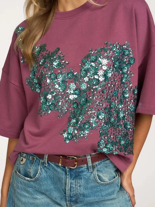 Sweatshirt à appliqué scintillant Kalani