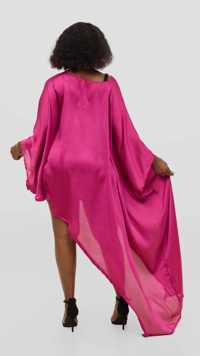 Vazi Afriq Side Cut Kaftan Top - Fuschia Pink