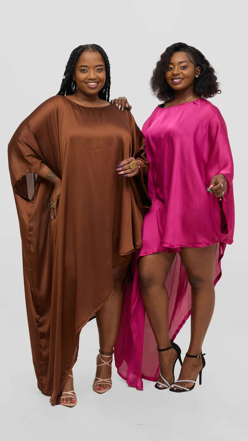 Vazi Afriq Side Cut Kaftan Top - Fuschia Pink