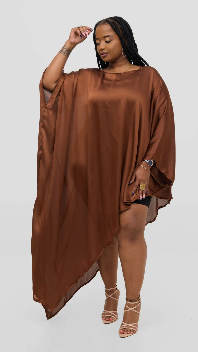 Vazi Afriq Side Cut Kaftan Top - Brown