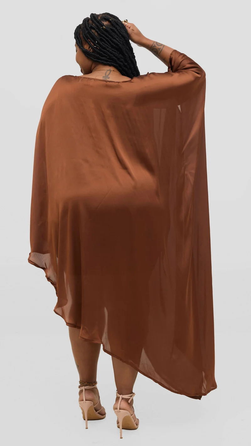 Vazi Afriq Side Cut Kaftan Top - Brown