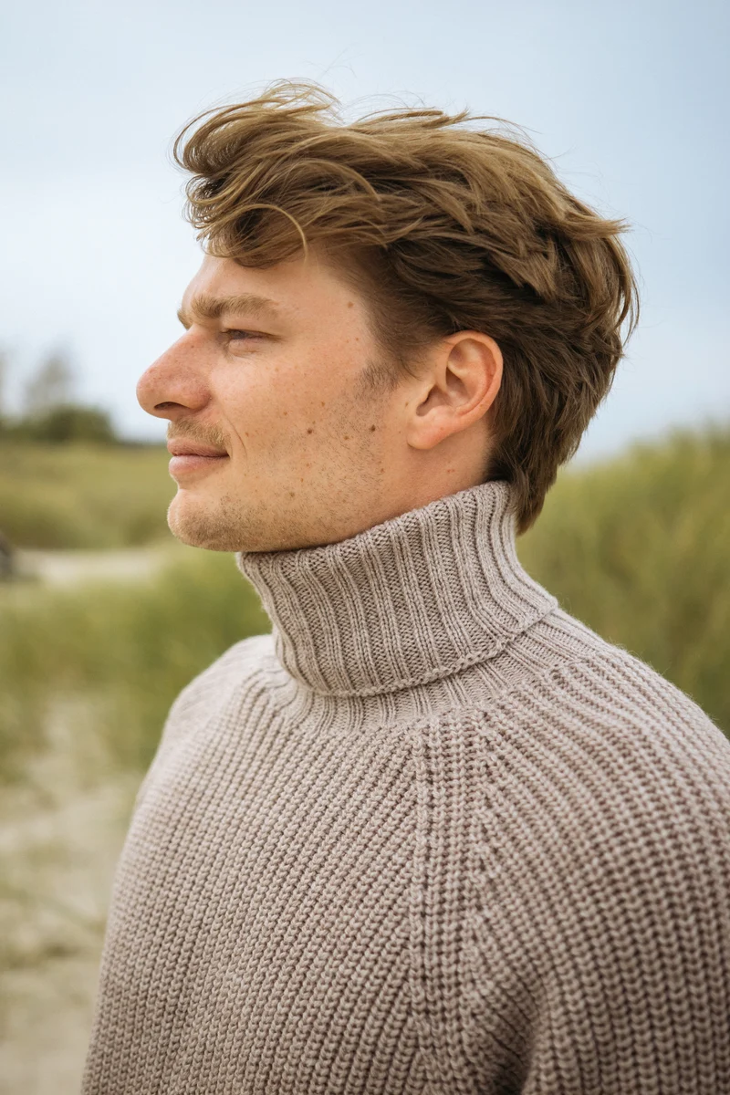 Grobstrick-Rollkragenpullover Nordkap Natur