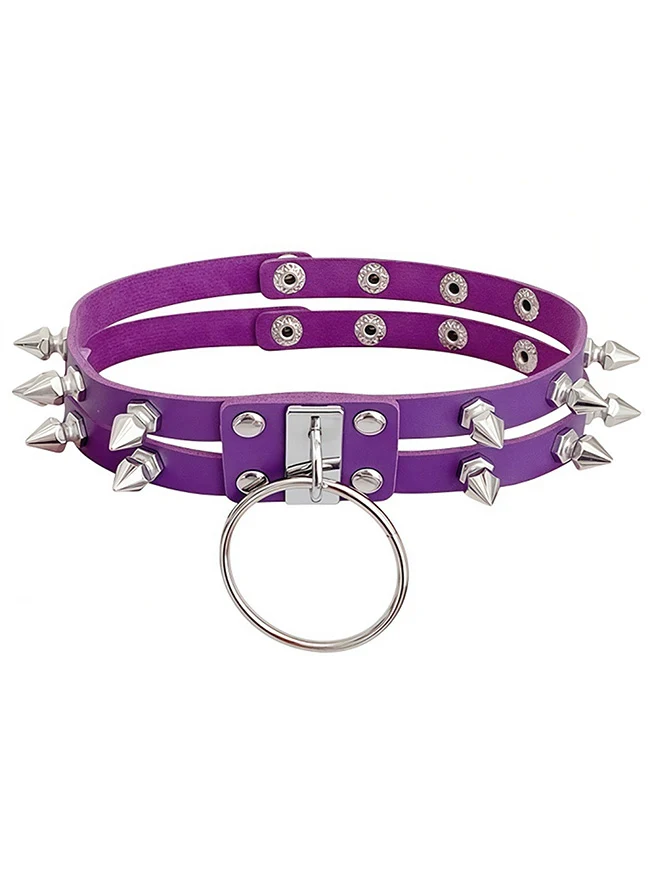 Gothic-Punk-Lederchoker mit Nieten und O-Ring