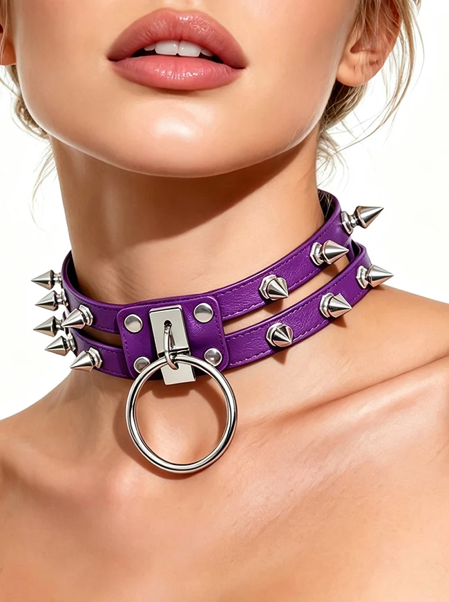 Gothic-Punk-Lederchoker mit Nieten und O-Ring