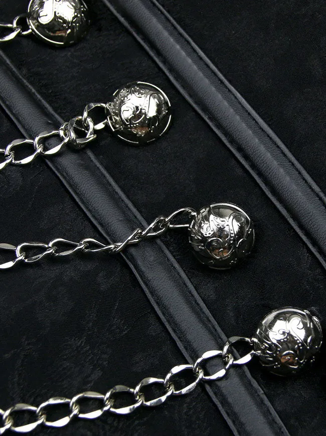 Steampunk-Korsett für Damen, Gothic, Spiralform, Stahlknochen, Brokat, Überbrustkorsett mit Ketten