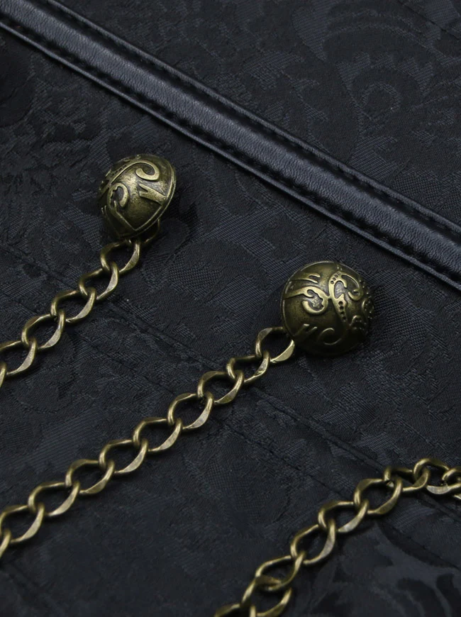 Steampunk-Korsett für Damen, Gothic, Spiralform, Stahlknochen, Brokat, Überbrustkorsett mit Ketten