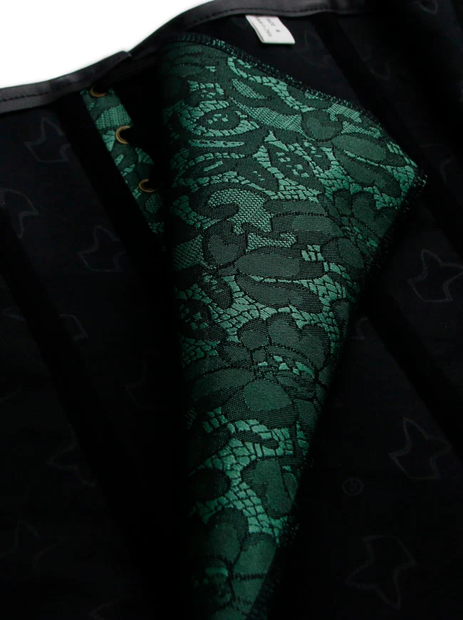 Steampunk-Korsett für Damen, Gothic, Spiralform, Stahlknochen, Brokat, Überbrustkorsett mit Ketten
