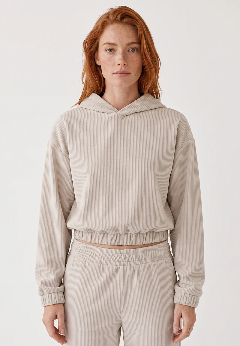 Cropped Cord-Hoodie aus Bio-Baumwolle