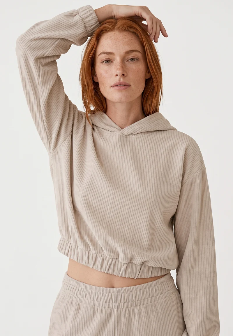 Cropped Cord-Hoodie aus Bio-Baumwolle