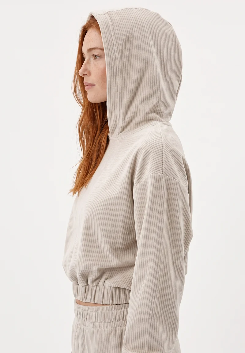 Cropped Cord-Hoodie aus Bio-Baumwolle