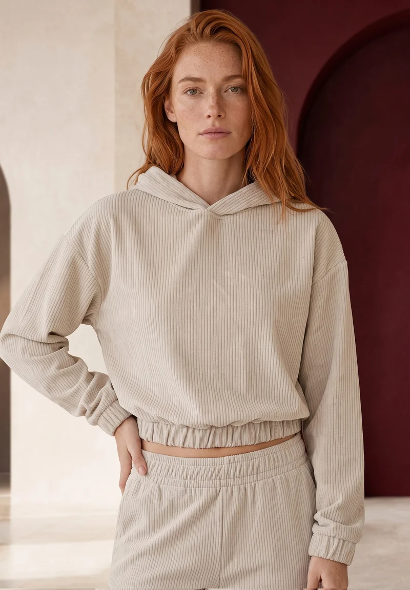 Cropped Cord-Hoodie aus Bio-Baumwolle