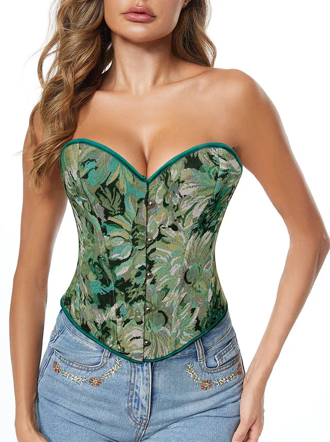 Vintage Daisy Blumendruck Schnürung Überbrust Korsett Bustier Top