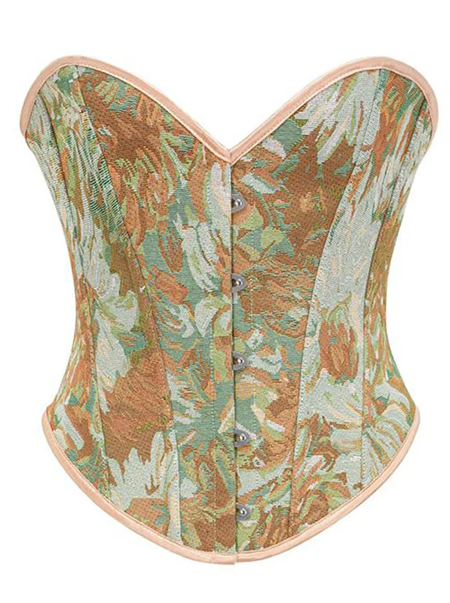 Vintage Daisy Blumendruck Schnürung Überbrust Korsett Bustier Top